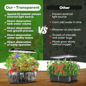 Indoor Garden Hydroponics Growing System: 12 Pods Plant Germination Kit Herb Garden Kit Growth Lamp Countertop with LED Grow Light Hydrophonic Planter Grower Harvest Vegetable Lettuce