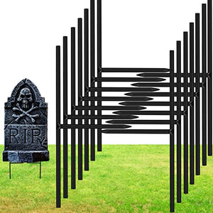 Halloween Tombstone Stakes 6.50 x 3.1 inches Foam Graveyard Stakes 1/6 Inch Diameter Bold T Shape Metal Stakes for Halloween Tombstone Indoor and Yard Outdoor Decorations (12)