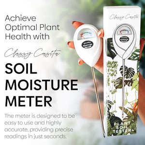 Classy Casita Soil Moisture Meter: Houseplant Care with eBook - Hydrometer Sensor For Plants - Essential Moisture Meter for Indoor & Outdoor Plants - Gardening Gadgets & Houseplant Accessories - White