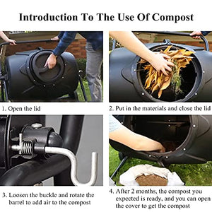 DACUN Heavy-Duty Composting Tumblers w/Manual Weeders, Outdoor Composting Bins w/Wheels, 45-Gallon/170L Garden Waste Bin, Yard Trash Can Food Trash Fertilizer Barrel