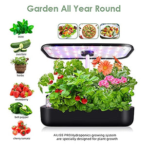 Hydroponics Growing System 12 Pods Herb Garden Indoor Herb Garden Starter Kit Auto Smart Garden Planter with Cycle Timing Function and Adjustable LED Lighting,Aeroponics Growing System,Herb Grower