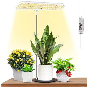 FOXGARDEN Grow Light, Full Spectrum Desktop Grow Lamp with Base, Bright LED Plant Light with Auto On/Off Timer 4/8/12H, 4 Dimmable Brightness, Height Adjustable, Ideal for Indoor Plants