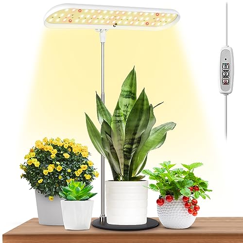 FOXGARDEN Grow Light, Full Spectrum Desktop Grow Lamp with Base, Bright LED Plant Light with Auto On/Off Timer 4/8/12H, 4 Dimmable Brightness, Height Adjustable, Ideal for Indoor Plants