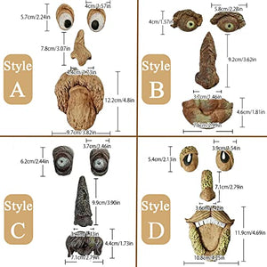 FmnyYaid Tree Faces Decor Outdoor 4Pcs with 20 Screws, Tree Face Outdoor Statues Old Man Tree Hugger Bark Ghost Yard Art Garden Decoration, Tree Decorations Outdoor for Halloween Easter