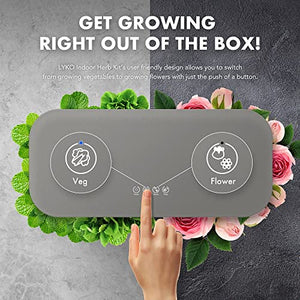 Hydroponics Growing System 12 Pods,LYKO Indoor Garden w/Full-Spectrum 36W Grow Light,Indoor Herb Garden Automatic Timer,Height Adjustable 3.5L Water Tank, Gifts for Men Women (Grey)