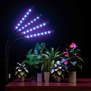 FRENAN Grow Light with Stand, for Indoor Plants with Red Blue Spectrum, 10 Dimmable Brightness, 4/8/12H Timer, 3 Switch Modes, Adjustable Gooseneck, Suitable for Various Plants Growth