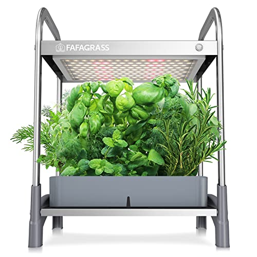 FAFAGRASS Hydroponics Growing System 12 Pods Stackable Indoor Garden with 6L Removable Tank, Hydroponic Garden with Aeration Pump, 17’’ Height Smart Indoor Herb Garden with Grow Light for Kitchen