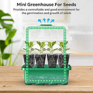 MIXC 10 Packs Seed Starter with Humidity Dome (120 Cells Total Tray) Growing Starting Seed Starting Trays Plant Starter and Base Mini Greenhouse Germination Kit