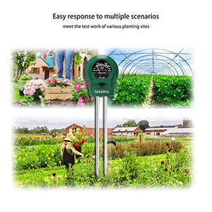 Soil Moisture Meter, Tasainu 3-in-1 Moisture Meter for House Plants, Soil pH Meter, Suitable for Potted Plants, Farms, Gardens and Indoor & Outdoor, No Battery Required