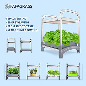 FAFAGRASS Hydroponics Growing System 12 Pods Stackable Indoor Garden with 6L Removable Tank, Hydroponic Garden with Aeration Pump, 17’’ Height Smart Indoor Herb Garden with Grow Light for Kitchen