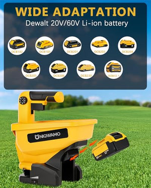 Uniqwamo Handheld Power Spreader for Dewalt 20V/60V Li-ion Battery, Available Year-Round, Grass Seeds, Rock Salt (Battery not Included)