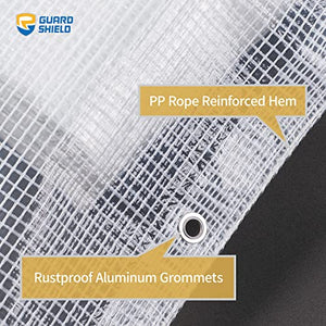 GUARD SHIELD Clear White Tarp Heavy Duty 8x10 Feet Waterproof for Greenhouse Outdoor Garden Poly Cover UV Resistant 3x3 Weave 10mil (2-Pack)