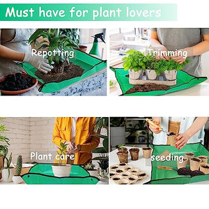 Potting Tray Mat, 29.5"x39.4" Plant Repotting Mat, Waterproof Potting Tray for Potting Soil Indoor Plants, Foldable Gardening Tray Mat, Portable Potting Tray Soil Mat for Live Plants Succulents