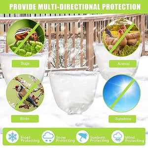 Svepndic 4 Pack Winter Plant Covers Freeze Protection,39X39 Reusable Plant Protector Bag with Drawstring,Winter Plants Jacket Warm Shrubs Cover Blanket Frost Protection for Outdoor Garden Plants