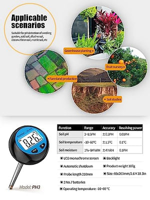 Aicevoos Digital Soil Moisture Meter for Plants, Soil PH Meter, 3 in 1 Soil Moisture Meter, Soil PH Tester Soil Hygrometer Sensor for Gardening, Farming and Indoor Plants Outdoor Plants