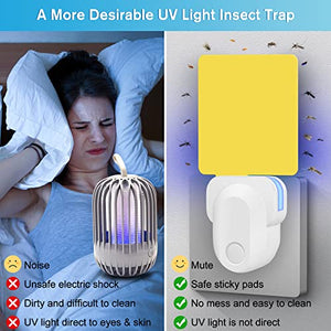Flying Insect Trap Plug-In, 2023 Upgrade Mosquito Trap Gnat Killer, Safe Non-Toxic UV Light Attractant Indoor Plug-In Night Light Fly Trap with Sticky Pad for Flies, Gnats, Moths(1 Pack, White)