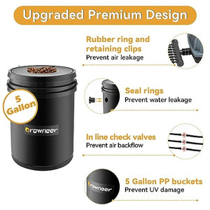 GROWNEER 6 Buckets + Air Pump DWC Hydroponic System, 5 Gallon Deep Water Culture Buckets with Air Stone and Water Level Device, Hydroponics Growing System for Indoor Outdoor Leafy Vegetables Herbs