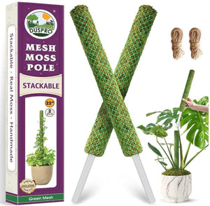 DUSPRO 2Pack 38'' Green Stackable Mesh Moss Pole for Plants Climbing Vine Supporting Monstera Trellis, for Indoor Plants Extendable Plant Pole Moss Sticks, for Plants Monstera Potted Plant Stakes