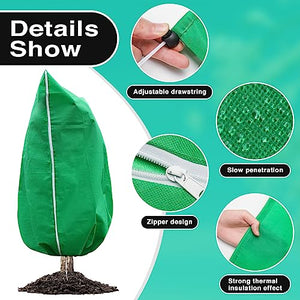 GonLei 2 Packs Plant Covers Freeze Protection 47.7" X 71.7" Large Frost Blankets for Plants Frost Cloth Plant Freeze Protection Tree Covers Freeze Protection Covers Bags with Zipper Drawstring