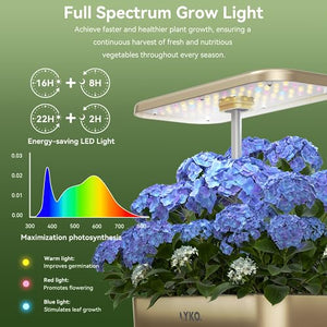Hydroponics Growing System, LYKO 12 Pods Indoor Garden with LED Grow Lights, Plants Germination Kit, Height Adjustable 3.5L Water Tank, Herb Garden Kit Indoor for Home Kitchen - Gold