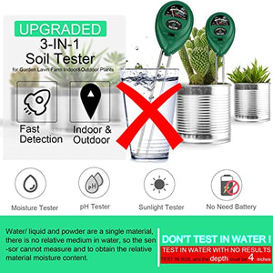 HSLGOVE Soil Moisture Meter, Meter for House Plants, 3-in-1 Ph/Lihgt/Plant Water Indoor Plants & Outdoor Gardening, Farming Care (No-Battery-Needed)