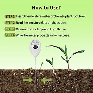 IUSEIT Soil Moisture Meter,Soil Hygrometer for Plants, Soil Water Gauge Meter Indoor Outdoor, Soil Moisture Sensor for Garden, Lawn, Farm Plants Care(White)