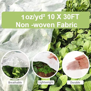 SUNPRO Plant Covers Freeze Protection,10Ft x 30Ft Reusable Floating Row Cover, Freeze Protection Plant Blankets for Cold Weather 1.0 oz/yd² (Support Hoops Not Included)