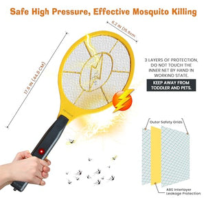 DEVOGUE® Electric Fly Swatter Bug Zapper Battery Operated Flies Killer Indoor & Outdoor Pest Control Mosquito and Insect Catcher Racket