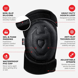 NoCry Gel Knee Pads for Men & Women with Waterproof Anti-Slip Cap and Adjustable Non-Slip Straps — Perfect Gardening Knee Pads; Work Knee Pads for Women & Men or Soft Knee Pads