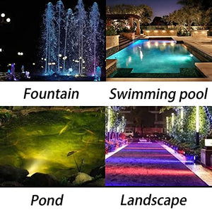 Pond Lights with Timer, Colored Fountain Lights IP68 Waterproof Pond Light, Underwater LED Dimmable Outdoor Lights for Fish Tank Pond Fountain Garden Landscape (2 Lights)