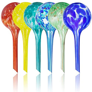 Miles Kimball Plant Watering Globes Set of 6 - Small Self Watering Globes for Indoor & Outdoor Plants - Multicolored, Automatic, Glass Watering Bulbs for Everyday Use - 5 Day Irrigation (150ml)