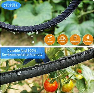 Secbulk Flat Soaker Hose for Garden Beds 10 25 50 75 ft, 75" Linkable Drip Irrigation Hose Save 80% Water, Leakproof Watering Hose with Holes