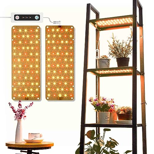 DOMMIA Grow Lights for Indoor Plants, 20W Full Spectrum Grow Light with Auto ON & Off Timer, 132 LEDs Sunlike Light for Hydroponics, Succulents & More, Easy to Assemble（2Pcs）