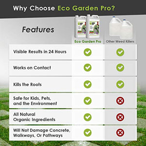 ECO Garden PRO - Organic Vinegar Weed Killer | Kid/Pet Safe | Clover Moss, Green Grass & Poison Ivy Killer for Lawns | Spray Ready Glyphosate Free Herbicide (1 Gallon)