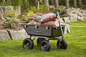 Gorilla Carts GOR6PS Poly Yard Dump Cart, Heavy-Duty Convertible 2-in-1 Handle, 1-(Pack), Black