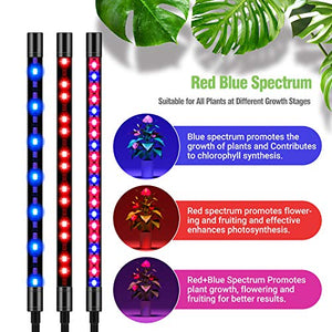 FRENAN Grow Light with Stand, for Indoor Plants with Red Blue Spectrum, 10 Dimmable Brightness, 4/8/12H Timer, 3 Switch Modes, Adjustable Gooseneck, Suitable for Various Plants Growth