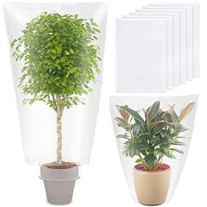 6 Pcs Plant Covers Freeze Protection Winter Plant Film Cover Plastic Clear Plant Shelter Bags Waterproof Frost Cloth for Outdoor Plants Greenhouse Garden Rain Frost Protection (27.6 x 43.3 Inch)