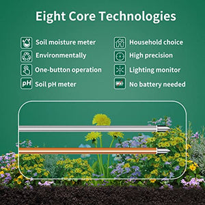 SZHLUX Soil Ggardening Tools 3-in-1 Moisture Meter Light & PH Tester for Plant Care, for Garden, Lawn, Farm, Indoor & Outdoor, 11.4in, Green