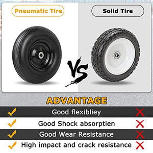 Tire Flat Free 14.5 Upgraded 4.00-6 Pneumatic Tire and Wheel, 13'' Residential Wheelbarrow Tires Replacement, Air Filled Wheel Assemblies with 5/8" and 3/4" Center Bearin (1, black)