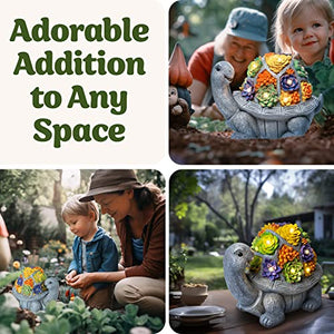 Grandma Gifts, Large Solar Garden Statues Outdoor - Turtle Gifts for Grandma from Granddaughter, Solar Turtle Statue Garden Decor, Grandma Gift for Christmas, Outdoor Decorations for Patio Backyard