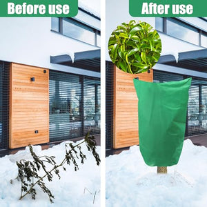4 Pack Plant Covers Freeze Protection Winter Large Frost Cloth Blankets 2.5oz Thicker Plant Protectors Bag Covers for Outdoor Plants with Zipper Drawstring from Cold Frost Wind Pest, 39.4" x 47.2"