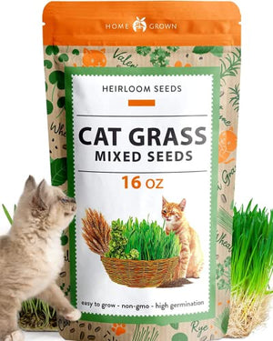 1 Pound Cat Grass Seeds for Indoor Cats & Pets - Ready to Eat in 7 Days - Quick & Easy to Grow | Cat Grass for Digestion & Hairballs | 100% Non-GMO Heirloom Oat Barley Seeds