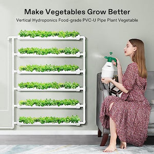 VIVOSUN Hydroponic Grow Kit, 54 Plant Sites 6 Food-Grade PVC-U Pipes Hydroponics Planting System with Water Pump, Pump Timer, Nest Basket and Sponge for Leafy Vegetable