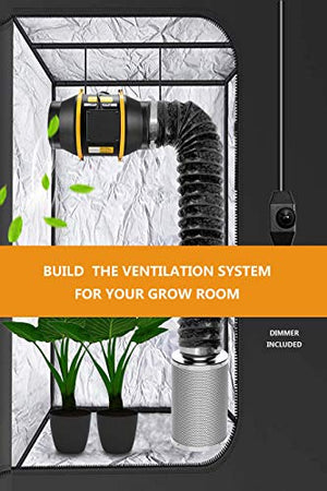 4inch Inline Duct Fan, FanGoFast 100mm 117CFM Grow Tent Fan w/Speed Dimmer US Cord for Hydroponics(Small Tent), HAVC Ventilation
