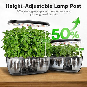 Indoor Garden Hydroponics Growing System: 12 Pods Plant Germination Kit Herb Garden Kit Growth Lamp Countertop with LED Grow Light Hydrophonic Planter Grower Harvest Vegetable Lettuce