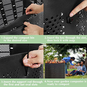 SINCETHEN 220 Gallon Compost Bin, Expandable Out Door Composter Large Size Easy Assembly