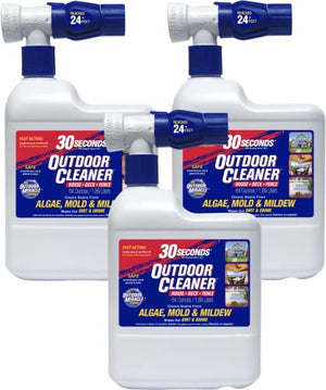 30 SECONDS Cleaners Outdoor Mold, Mildew and Moss Spray Cleaner with Hose End for Decks, Sidewalks, Vinyl Siding, Stone – 3 Pack