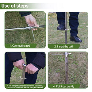 36" Soil Probe, Stainless Steel Soil Sampler Probe with Foot Pedal and Reusable Sample Bags, Soil Test Kits for Lawn Plant Garden Farm Soil Sampling
