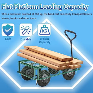 Garden Carts Yard Dump Wagon Cart Lawn Utility Cart Outdoor Steel Heavy Duty Beach Lawn Yard Landscape