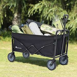 Moon Lence Collapsible-Wagon with Large Capacity, Utility Wagons Carts Heavy-Duty-Foldable, Portable Folding Wagon with All-Terrain Wheels, Garden Cart for Beach, Sports, Shopping, Camping